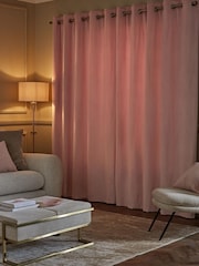 Light Pink Matte Velvet Super Thermal Eyelet Curtains - Image 2 of 6