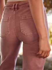 Rose Pink Cropped Wide Leg Jeans - Image 3 of 5