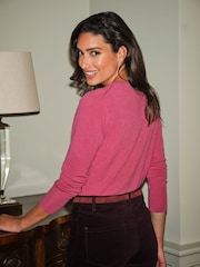 Pure Collection Crew Neck Cashmere Cardigan - Image 2 of 3
