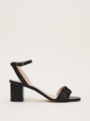 Phase Eight Black Leather Chain Trim Block Heel Sandals - Image 4 of 7