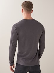 Chiné gris anthracite - Slim Fit (Slim Fit) - T-shirt à manches longues de cou d'équipage - Image 2 of 5