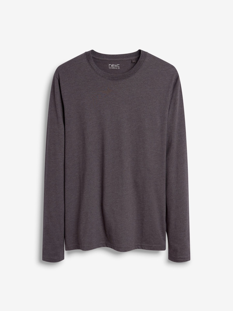 Chiné gris anthracite - Slim Fit (Slim Fit) - T-shirt à manches longues de cou d'équipage - Image 5 of 5