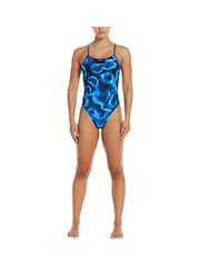 Nike Blue Tie Dye Cutout One Piece Swimsuit - Image 3 of 7