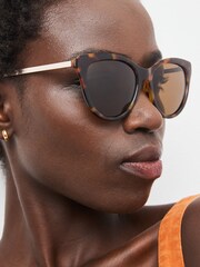 Brown/Cream Polarised Cat Eye Sunglasses - Image 2 of 6