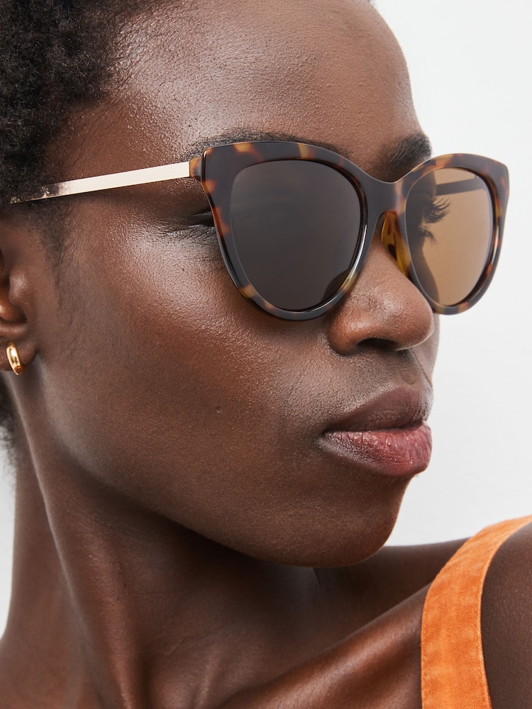 Brown/Cream Polarised Cat Eye Sunglasses - Image 2 of 6