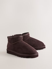 Daim marron chocolat - Bottes en fausse fourrure hydrofuge - Image 2 de 5