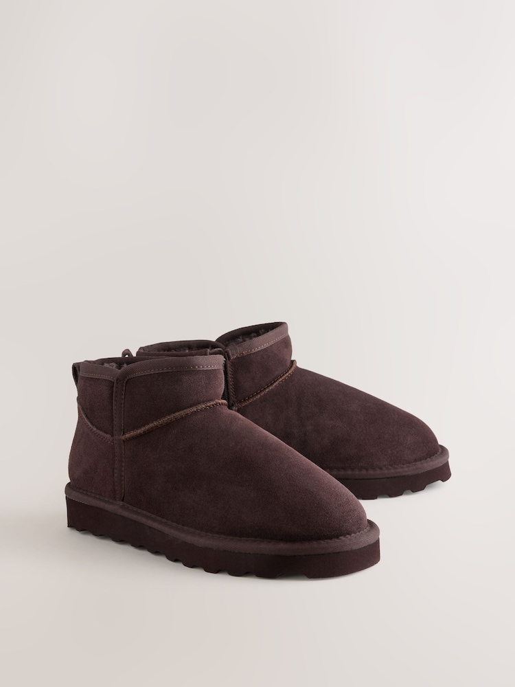 Daim marron chocolat - Bottes en fausse fourrure hydrofuge - Image 2 de 5