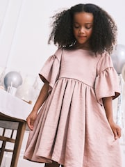 Pale Pink Textured Satin Dress (3-16yrs) - Image 1 of 7