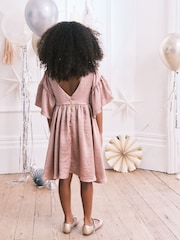 Pale Pink Textured Satin Dress (3-16yrs) - Image 3 of 7
