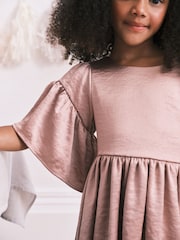 Pale Pink Textured Satin Dress (3-16yrs) - Image 4 of 7