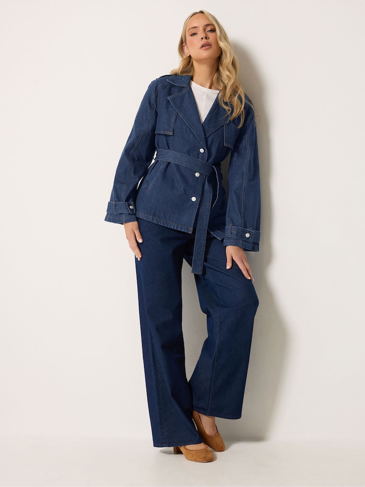 Long Tall Sally Blue Short Denim Trench Coat - Image 2 of 5