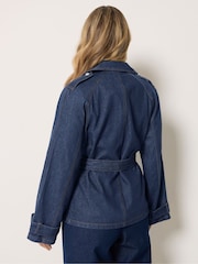 Long Tall Sally Blue Short Denim Trench Coat - Image 3 of 5