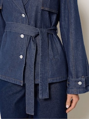 Long Tall Sally Blue Short Denim Trench Coat - Image 4 of 5