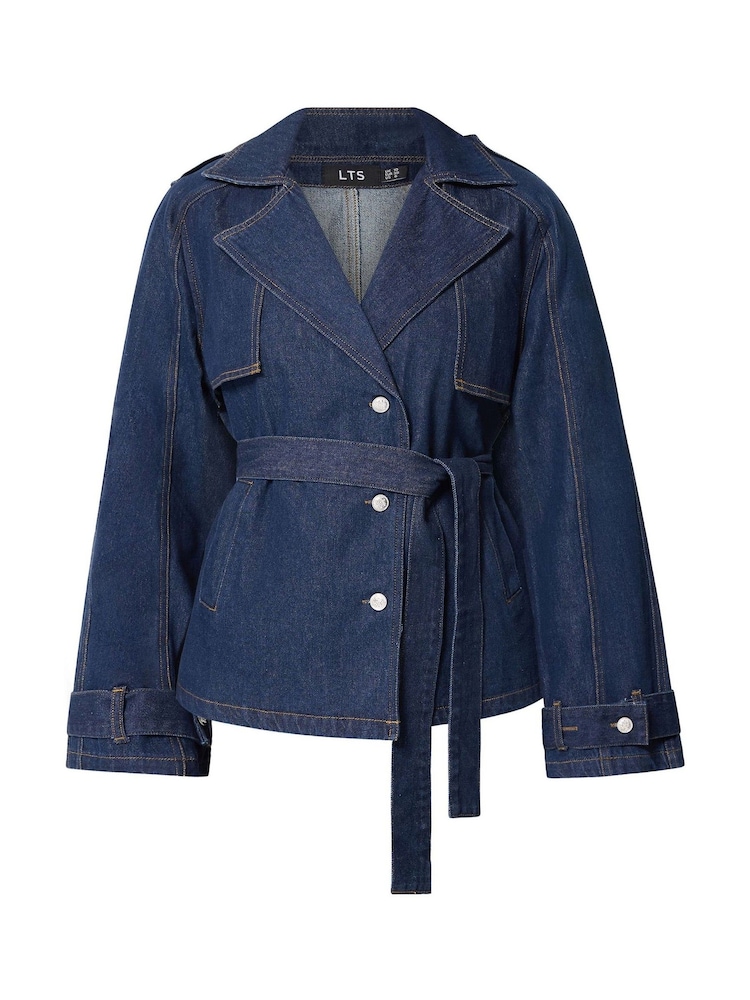 Long Tall Sally Blue Short Denim Trench Coat - Image 5 of 5