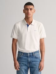 GANT Cream Contrast Collar Polo Shirt - Image 1 of 5