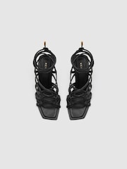 Reiss Black Keira Strappy Open Toe Heeled Sandals - Image 3 of 5