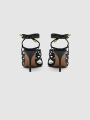 Reiss Black Keira Strappy Open Toe Heeled Sandals - Image 4 of 5