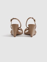 Reiss Nude Anya Leather Strappy Wedge Heels - Image 4 of 5