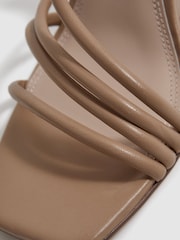 Reiss Nude Anya Leather Strappy Wedge Heels - Image 5 of 5