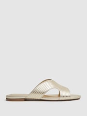 Золотой - Кожаные сандалии-слипоны Reiss Rose - Image 1 of 5
