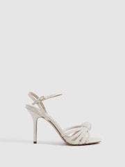 Reiss Cream Estel Strappy Pearl Heeled Sandals - Image 1 of 5