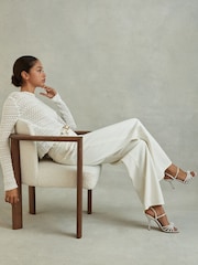Reiss Cream Estel Strappy Pearl Heeled Sandals - Image 2 of 5