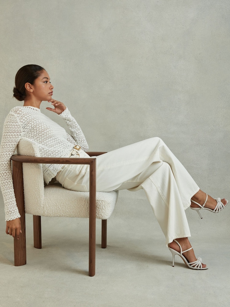 Reiss Cream Estel Strappy Pearl Heeled Sandals - Image 2 of 5