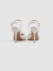 Reiss Cream Estel Strappy Pearl Heeled Sandals - Image 4 of 5