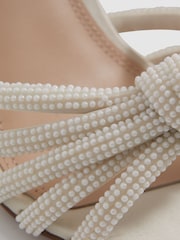 Reiss Cream Estel Strappy Pearl Heeled Sandals - Image 5 of 5
