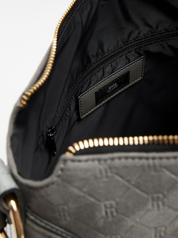 River Island Grey Monogram Webbing Front Slouch Bag - Image 6 of 6