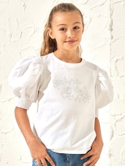 Angel & Rocket White Embellished Love Alessia T-Shirt - Image 1 of 3