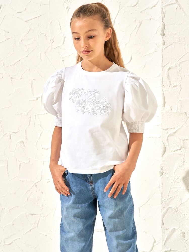 Angel & Rocket White Embellished Love Alessia T-Shirt - Image 3 of 3 Angel & Rocket White Embellished Love Alessia T-Shirt - Image 3 of 3