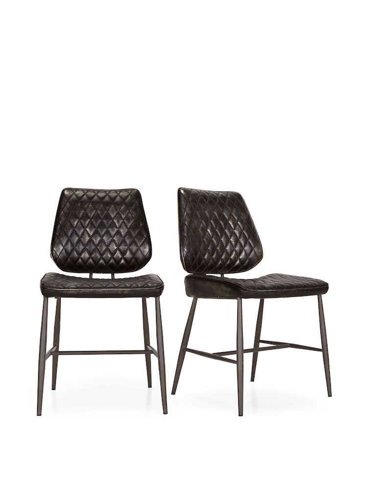 Design Décor Tarnished Black Set of 2 Carson Dining Chairs - Image 1 of 5