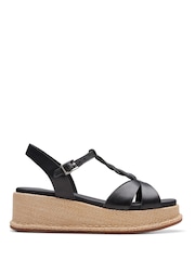 Clarks Black Leather Kimmei Twist Sandals - Image 1 of 6