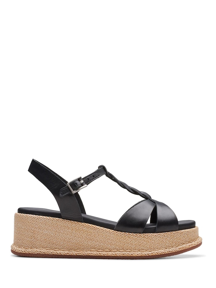 Clarks Black Leather Kimmei Twist Sandals - Image 1 of 6