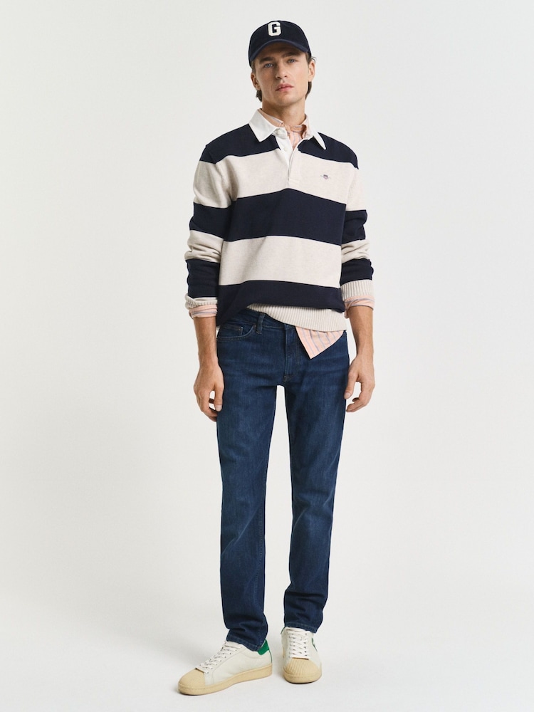 GANT Dark Blue Worn In Slim Fit Jeans - Image 1 of 5 GANT Dark Blue Worn In Slim Fit Jeans - Image 1 of 5