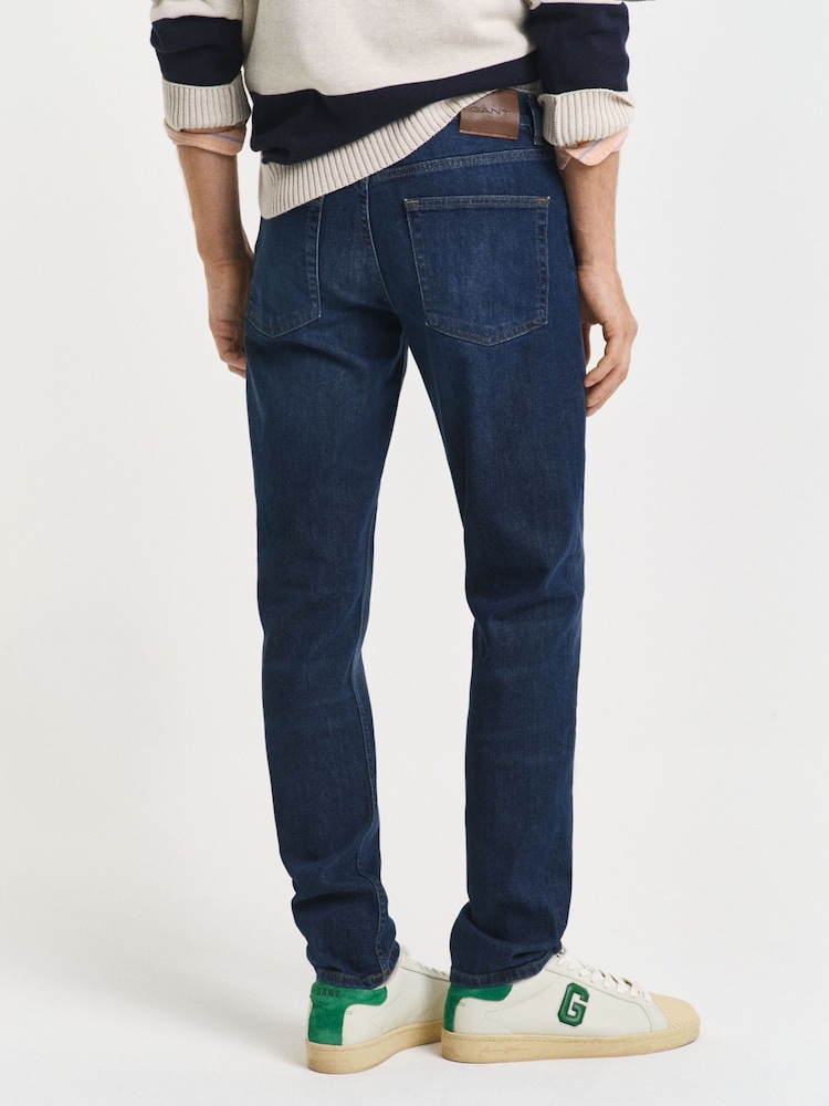 GANT Dark Blue Worn In Slim Fit Jeans - Image 2 of 5 GANT Dark Blue Worn In Slim Fit Jeans - Image 2 of 5