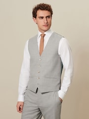 Grey Textured Suit Waistcoat - Image 1 of 8