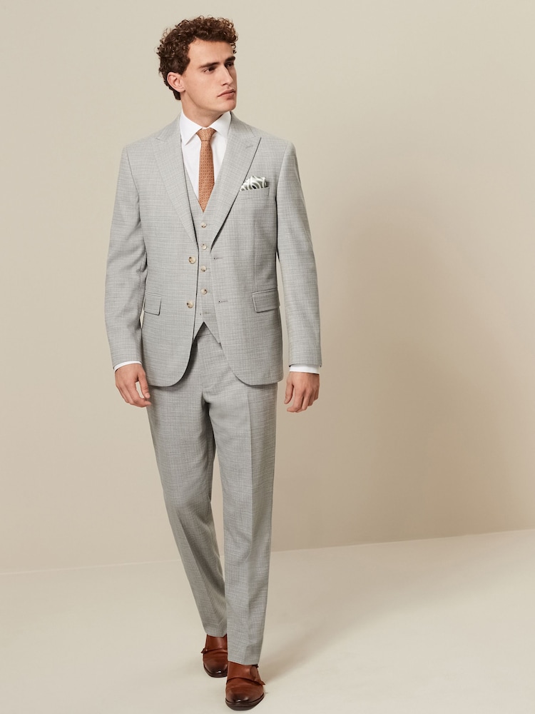 Grey Textured Suit Waistcoat - Image 2 of 8