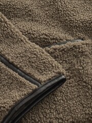 Khaki Green Teddy Borg Duffle Jacket - Image 8 of 9
