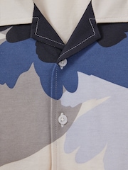 Reiss Grey/Blue Multi Parc 9-13 yrs Mercerised Cotton Cuban Collar Shirt - Image 4 of 4