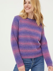 FatFace Purple Ombre Stripe Crew Jumper - Image 1 of 5