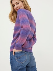 FatFace Purple Ombre Stripe Crew Jumper - Image 2 of 5