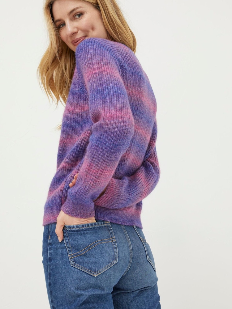 FatFace Purple Ombre Stripe Crew Jumper - Image 2 of 5