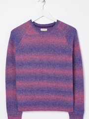 FatFace Purple Ombre Stripe Crew Jumper - Image 5 of 5