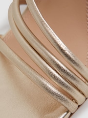 Reiss Gold Anya Leather Strappy Wedge Heels - Image 5 of 5