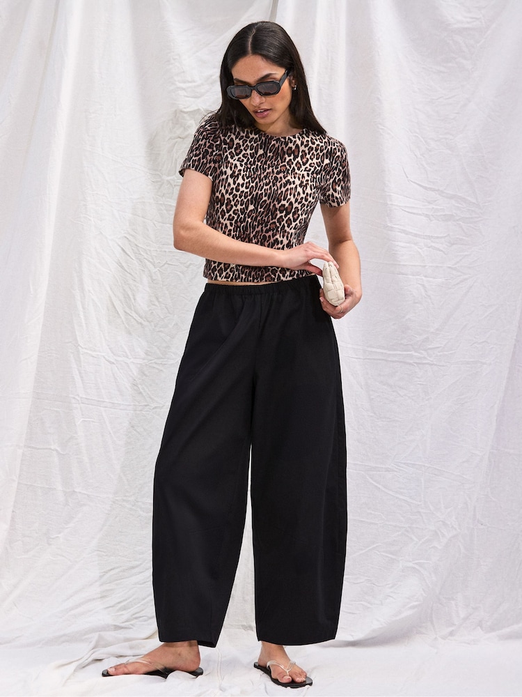 Ro&Zo Black Cotton Barrel Leg Trousers - Image 1 of 5