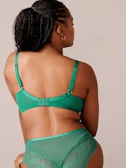 Green Non Pad Full Cup DD+ Floral Lace Bra - Image 5 of 8