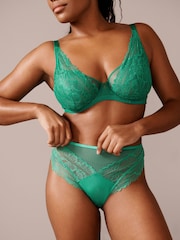 Green Non Pad Full Cup DD+ Floral Lace Bra - Image 6 of 8