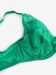 Green Non Pad Full Cup DD+ Floral Lace Bra - Image 8 of 8